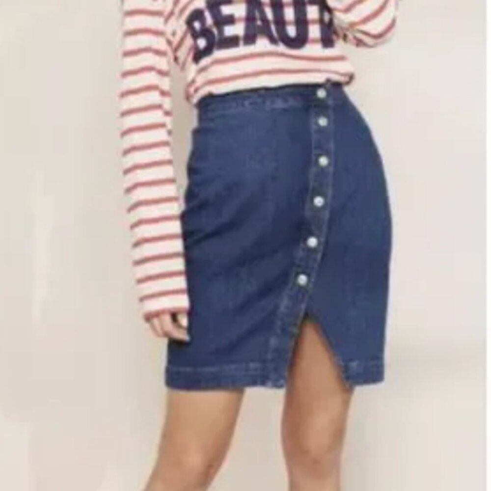 J. Crew Jeans Women's Asymmetrical Button Front Denim Skirt (NWT)